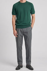 T-shirt classique vert pour homme, manches courtes, col rond