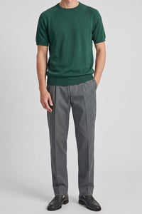 T-shirt classique vert pour homme, manches courtes, col rond