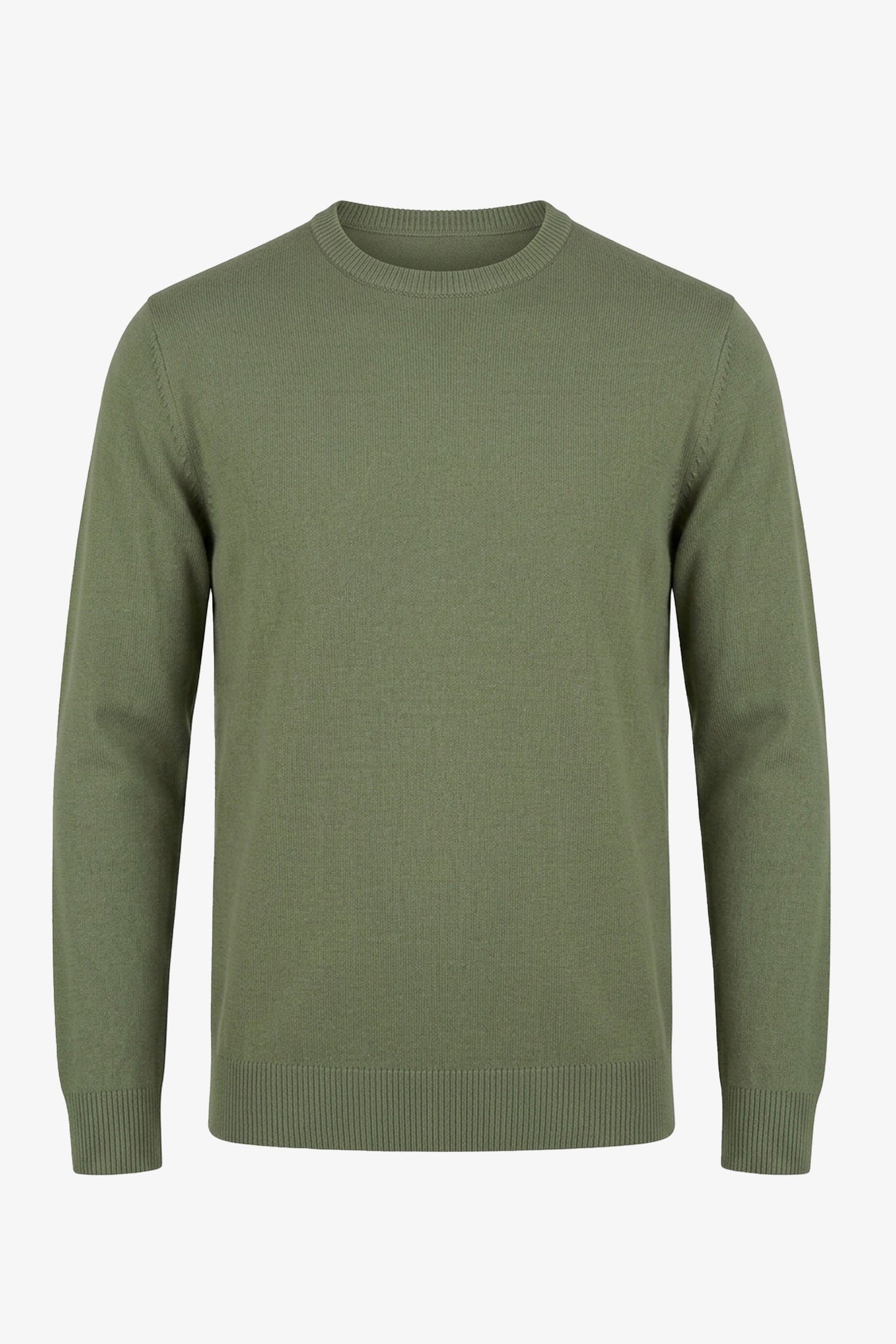 Pull en maille vert à col rond pour homme, coupe classique