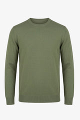 Pull en maille vert à col rond pour homme, coupe classique