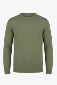 Pull en maille vert à col rond pour homme, coupe classique