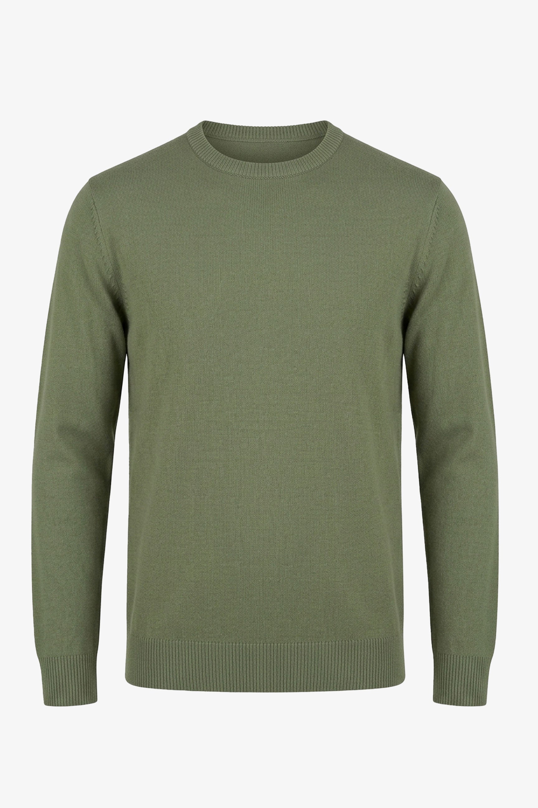Pull en maille vert à col rond pour homme, coupe classique