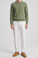 Pull en maille vert à col rond pour homme, coupe classique