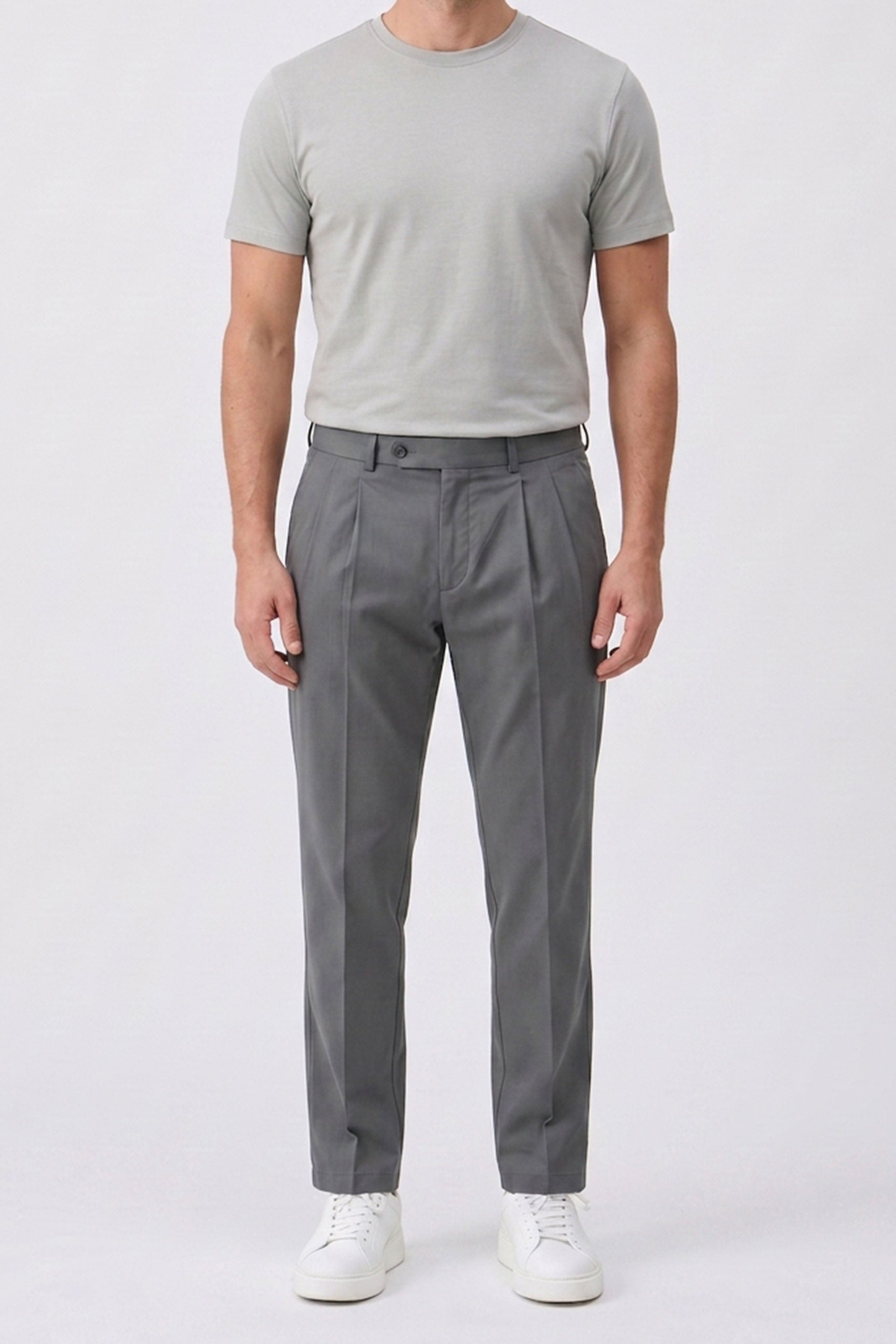 T-shirt gris classique pour homme en mélange de coton