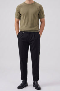 T-shirt kaki classique pour homme, manches courtes, col rond