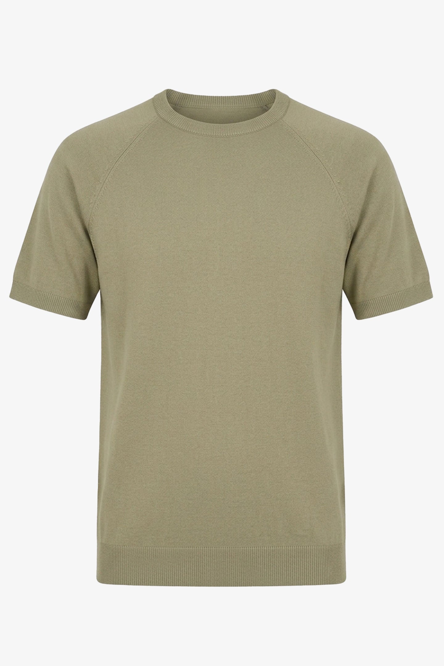T-shirt kaki classique pour homme, manches courtes, col rond