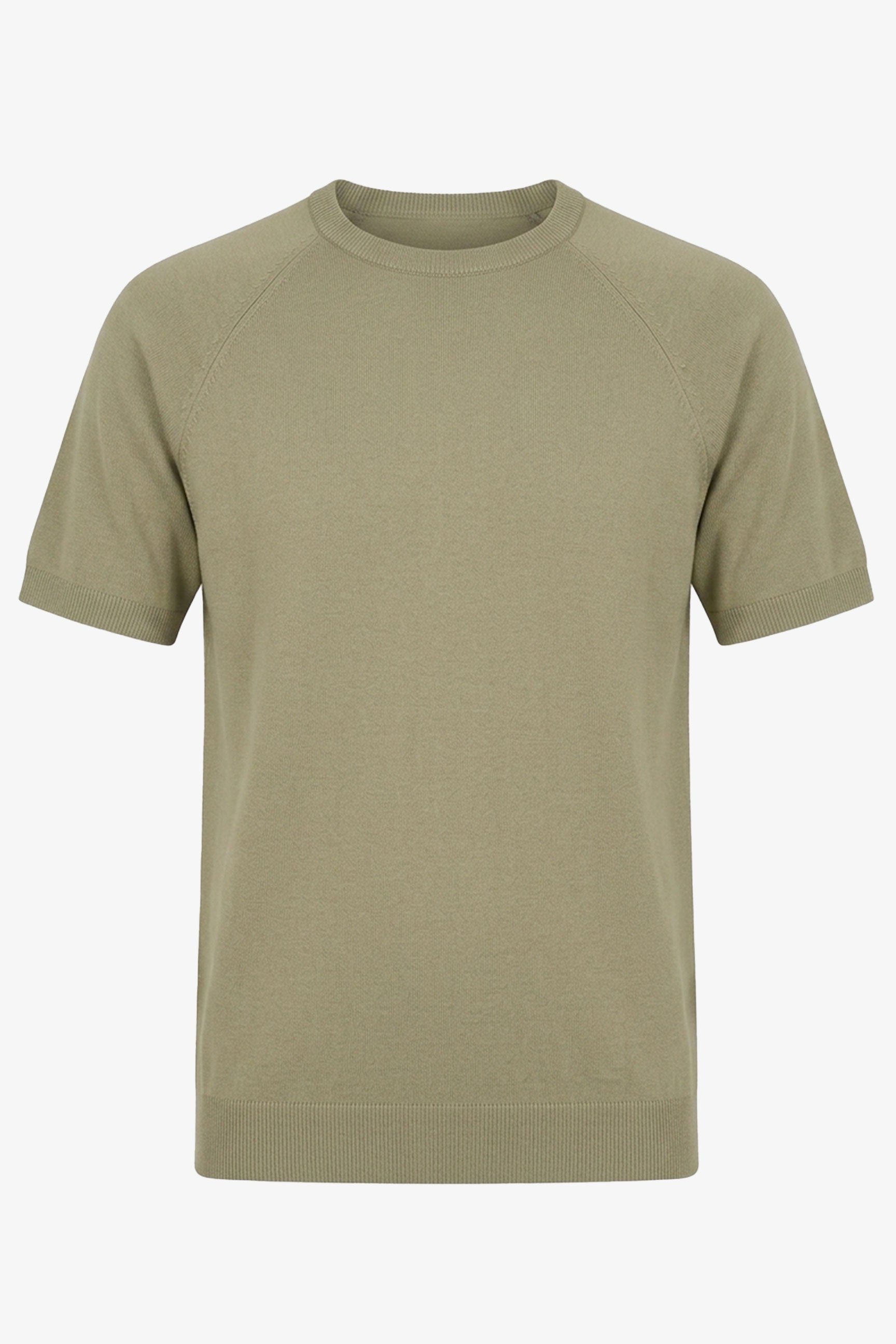 T-shirt kaki classique pour homme, manches courtes, col rond
