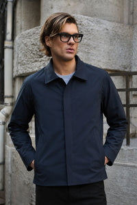 Veste Harrington imperméable à col bleu marine pour homme