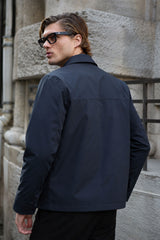 Veste Harrington imperméable à col bleu marine pour homme