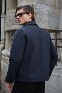 Veste Harrington imperméable à col bleu marine pour homme