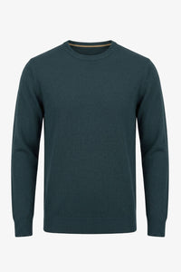 Pull en maille bleu marine pour homme, col rond, coupe classique
