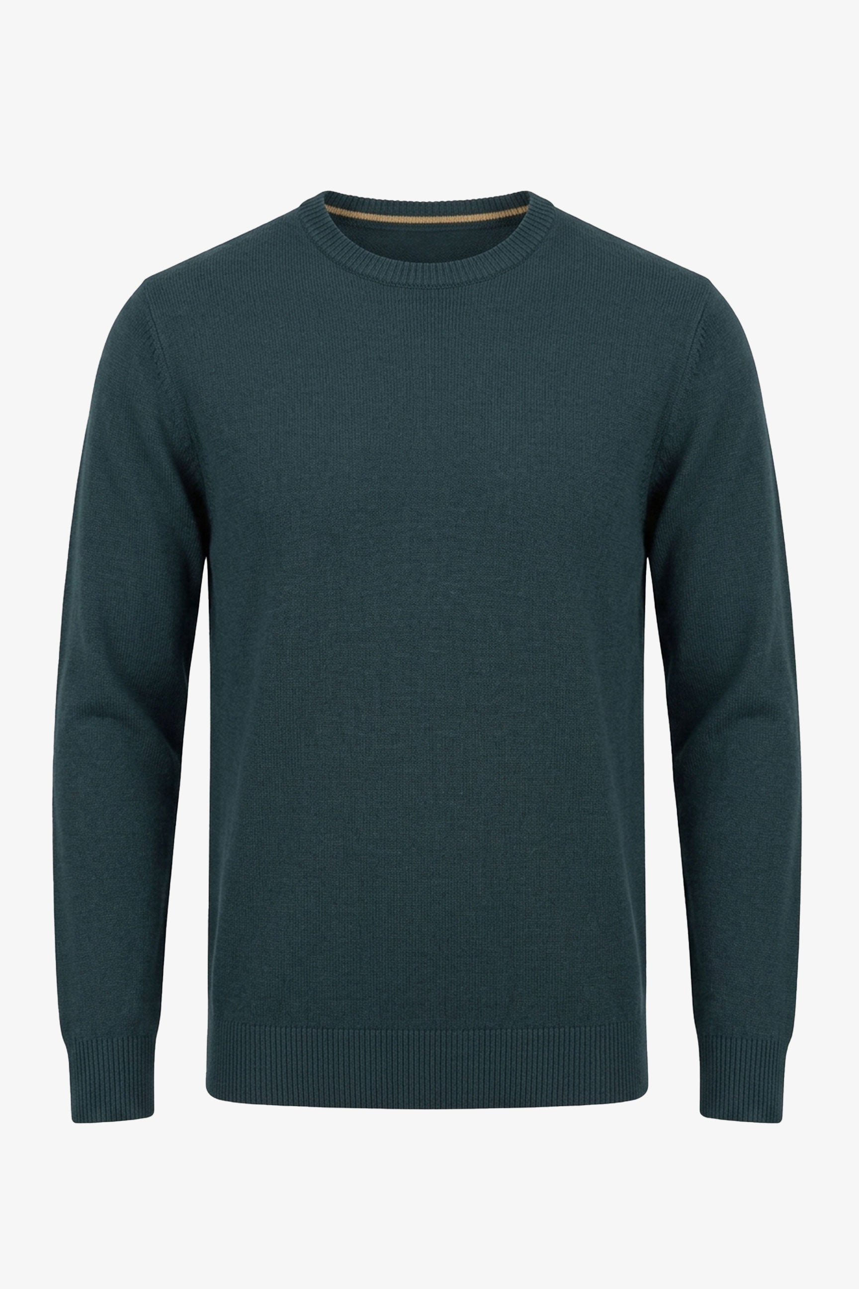 Pull en maille bleu marine pour homme, col rond, coupe classique