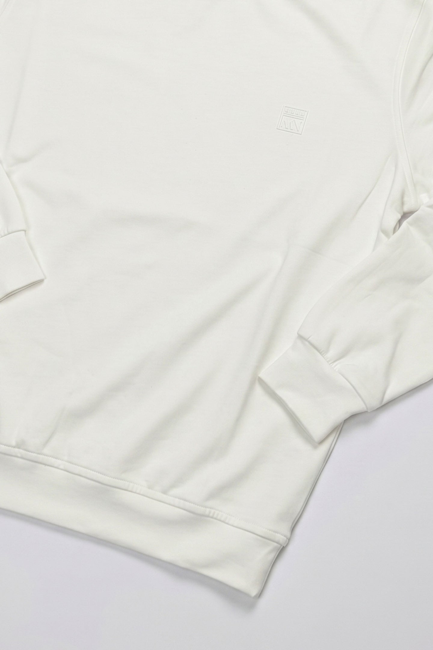 Sweat-shirt homme écru en mélange de coton à col rond et manches longues extensible