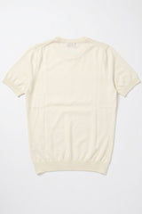 T-shirt homme écru en maille, coupe classique, col rond, manches courtes