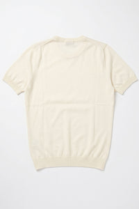 T-shirt homme écru en maille, coupe classique, col rond, manches courtes