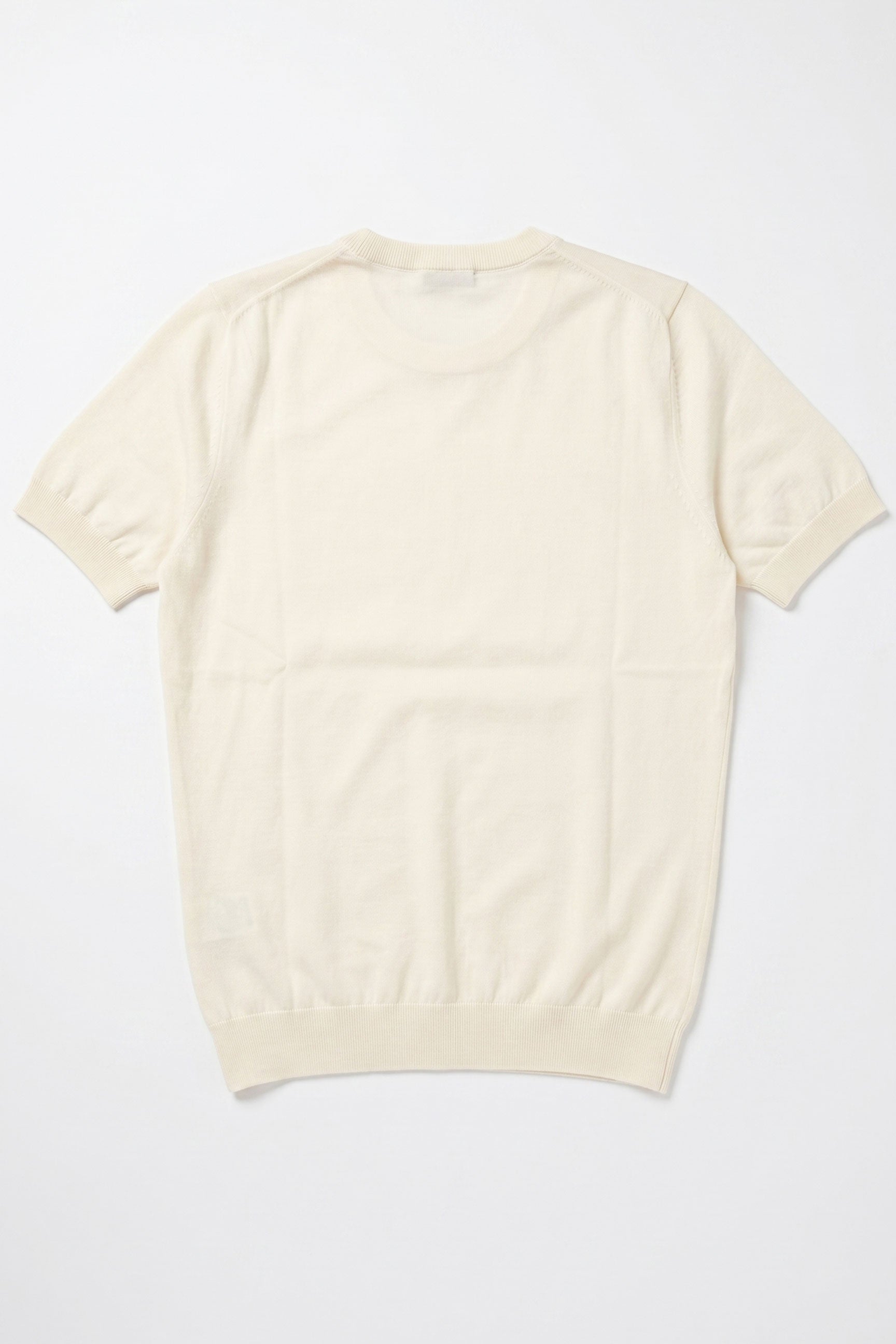 T-shirt homme écru en maille, coupe classique, col rond, manches courtes
