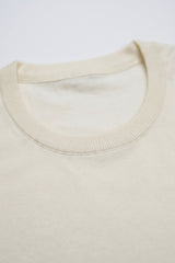 T-shirt homme écru en maille, coupe classique, col rond, manches courtes