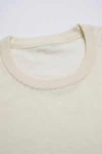 T-shirt homme écru en maille, coupe classique, col rond, manches courtes