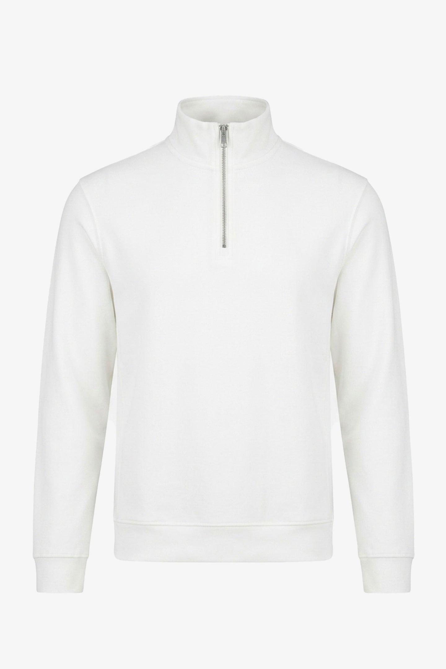 Sweat-shirt à col montant zippé Off White pour homme, mélange de coton, blanc cassé