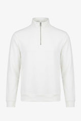 Sweat-shirt à col montant zippé Off White pour homme, mélange de coton, blanc cassé