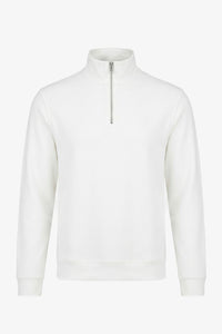 Sweat-shirt à col montant zippé Off White pour homme, mélange de coton, blanc cassé
