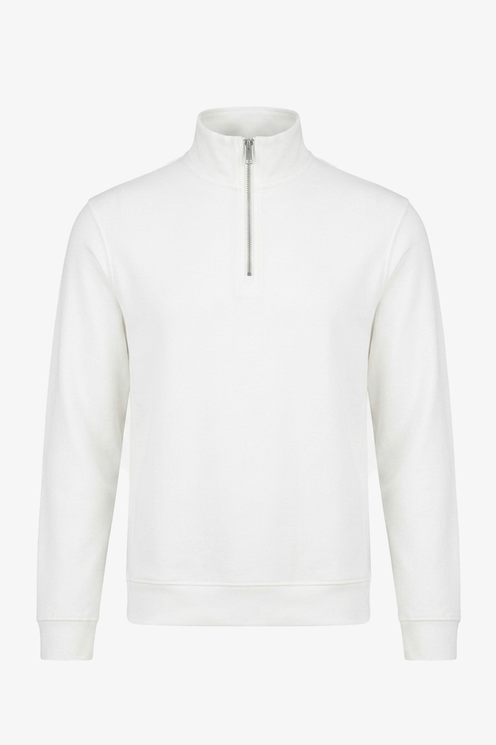 Sweat-shirt à col montant zippé Off White pour homme, mélange de coton, blanc cassé