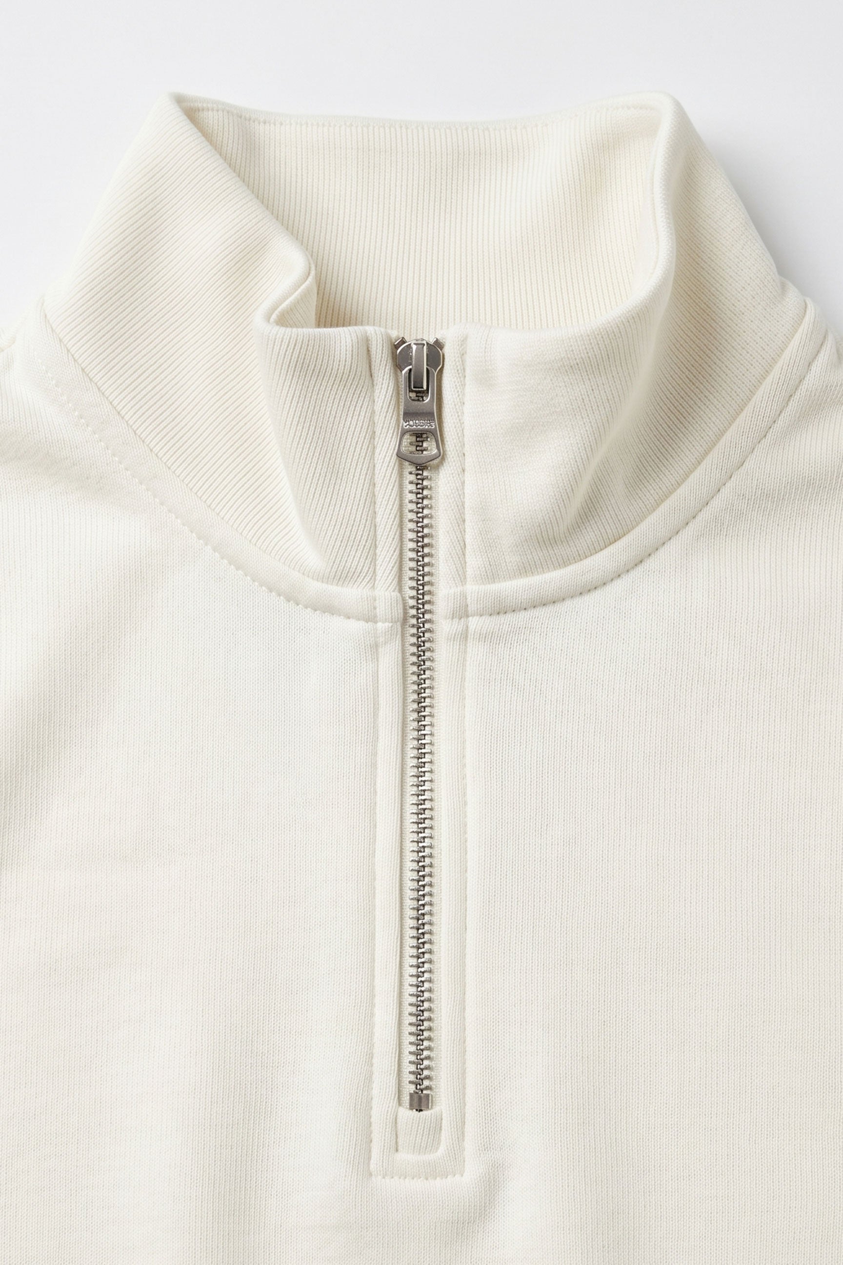 Sweat-shirt à col montant zippé Off White pour homme, mélange de coton, blanc cassé