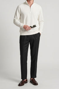 Sweat-shirt à col montant zippé Off White pour homme, mélange de coton, blanc cassé