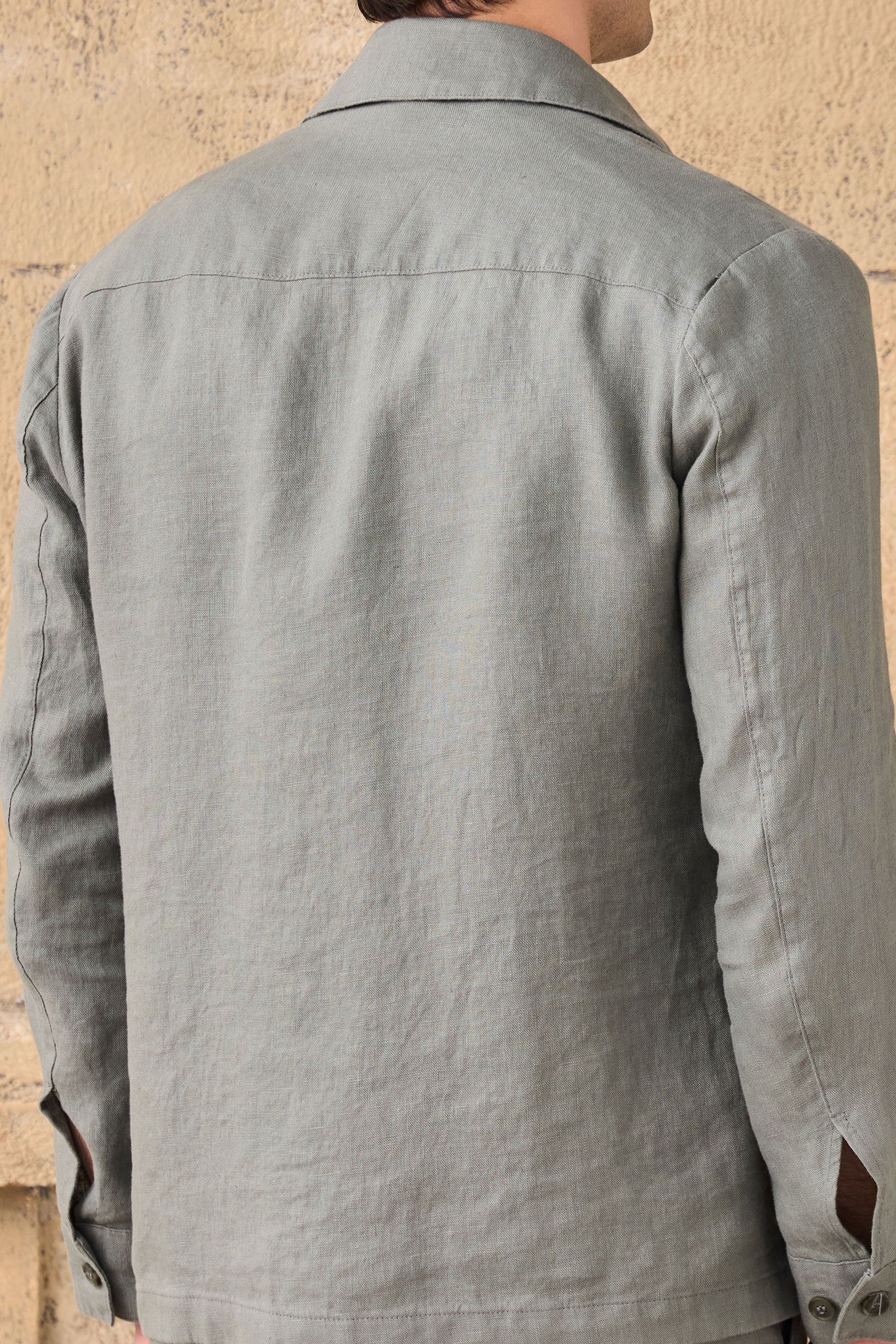 Ensemble veste en lin vert sauge zippée et pantalon marron pour homme, tenue d'été élégante et décontractée