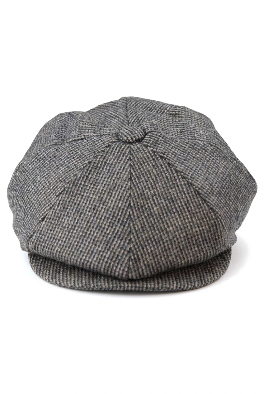 Casquette gavroche 8 panneaux pour homme, style gavroche, en tweed de laine gris.
