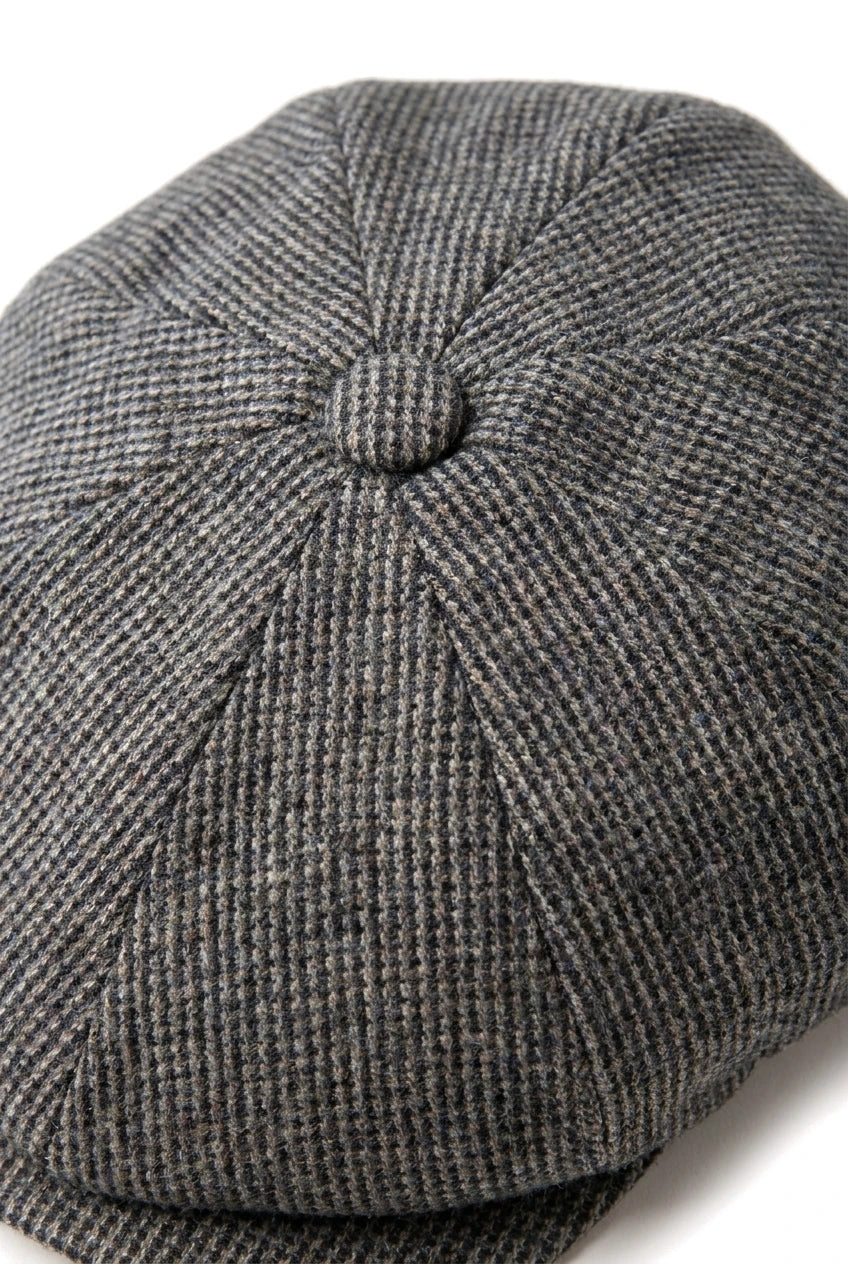 Casquette gavroche 8 panneaux pour homme, style gavroche, en tweed de laine gris.