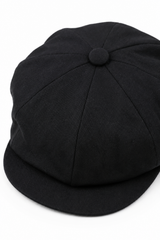 Casquette plate Shelby pour homme, 8 panneaux, style gavroche, noire, été.