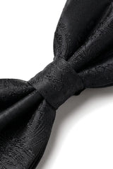 Coffret cadeau pour homme : nœud papillon noir, pochette et boutons de manchette