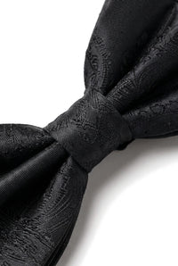 Coffret cadeau pour homme : nœud papillon noir, pochette et boutons de manchette
