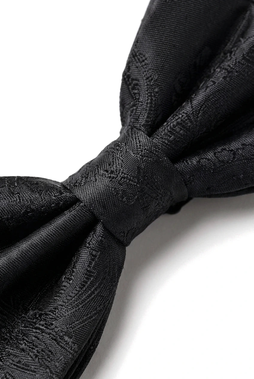 Coffret cadeau pour homme : nœud papillon noir, pochette et boutons de manchette