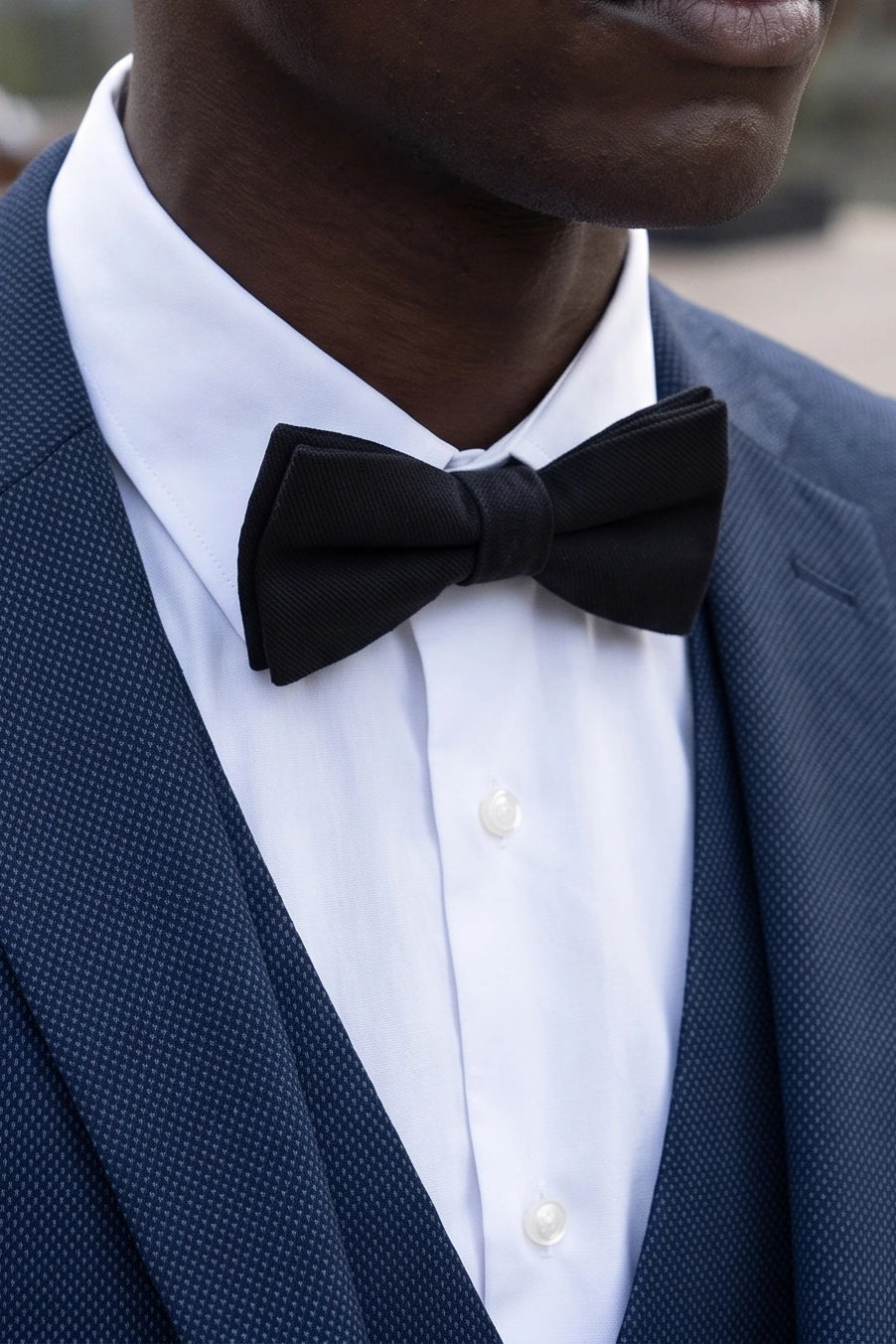 Nœud papillon noir double épaisseur pour homme