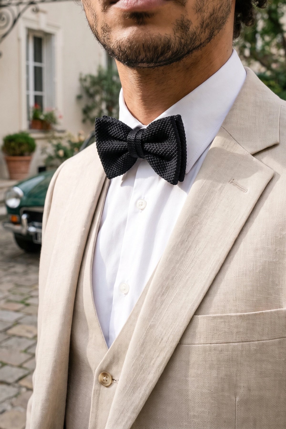 Nœud papillon noir tricoté pour homme