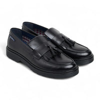 Mocassins à pampilles en cuir noir pour hommes