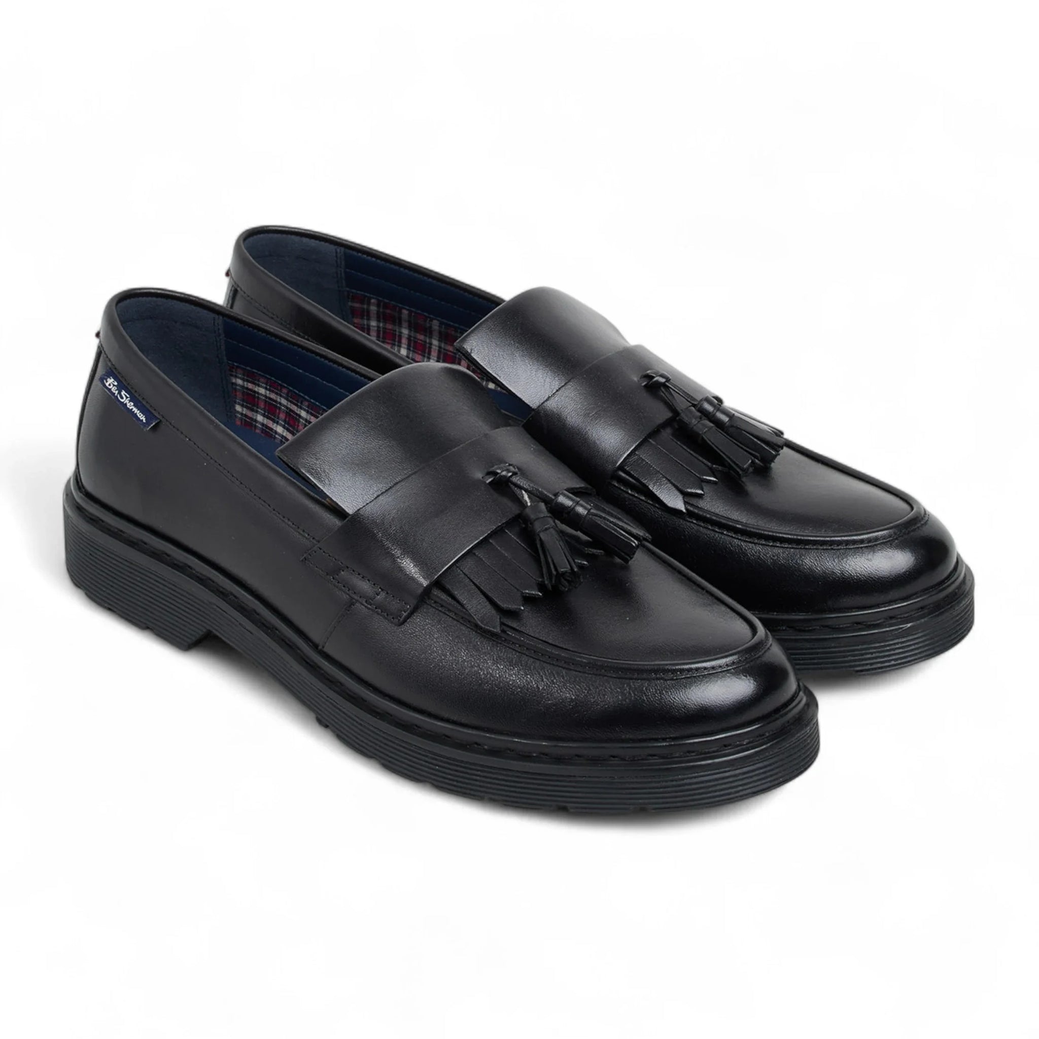 Mocassins à pampilles en cuir noir pour hommes