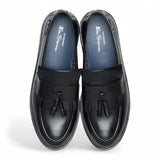 Mocassins à pampilles en cuir noir pour hommes
