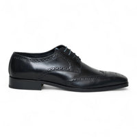 Chaussures brogues classiques à lacets en cuir noir pour hommes