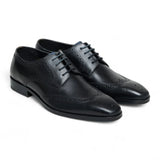 Chaussures brogues classiques à lacets en cuir noir pour hommes
