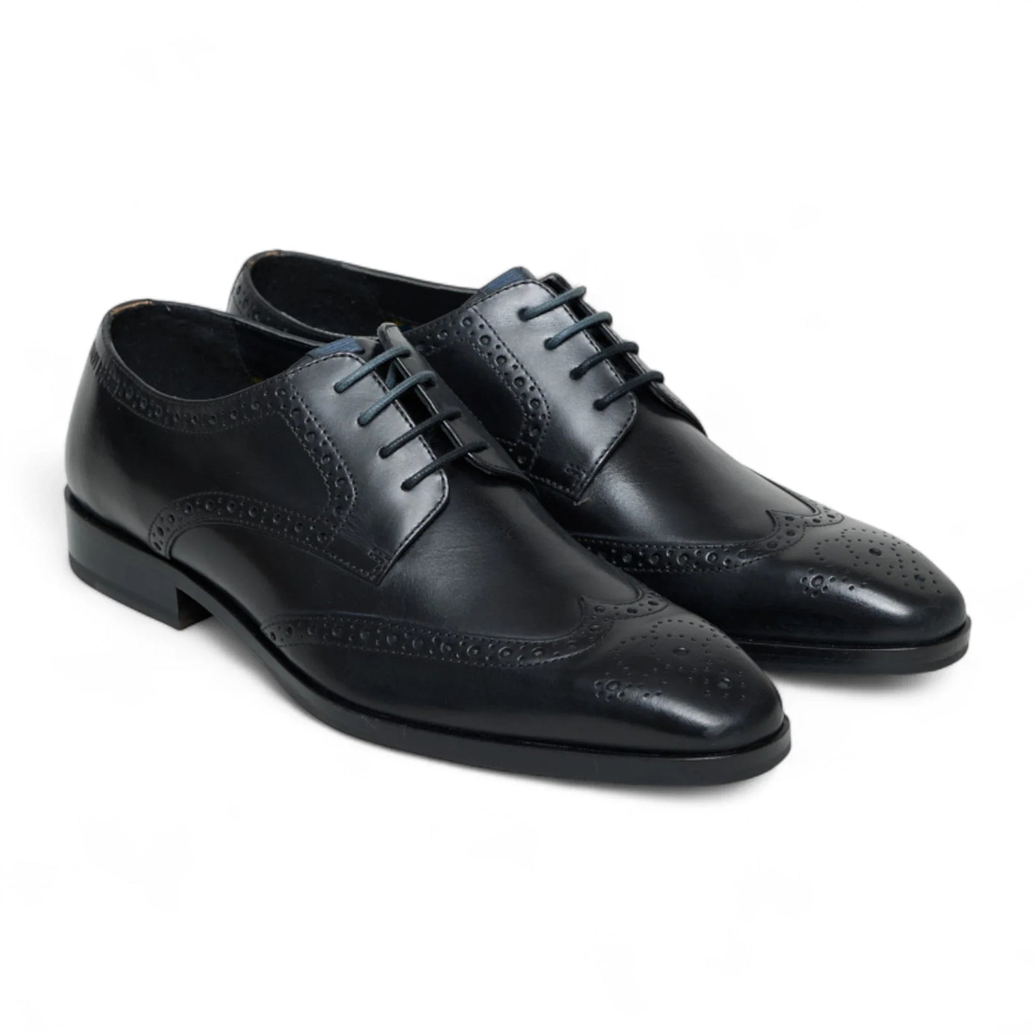 Chaussures brogues classiques à lacets en cuir noir pour hommes