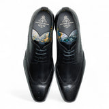 Chaussures brogues classiques à lacets en cuir noir pour hommes