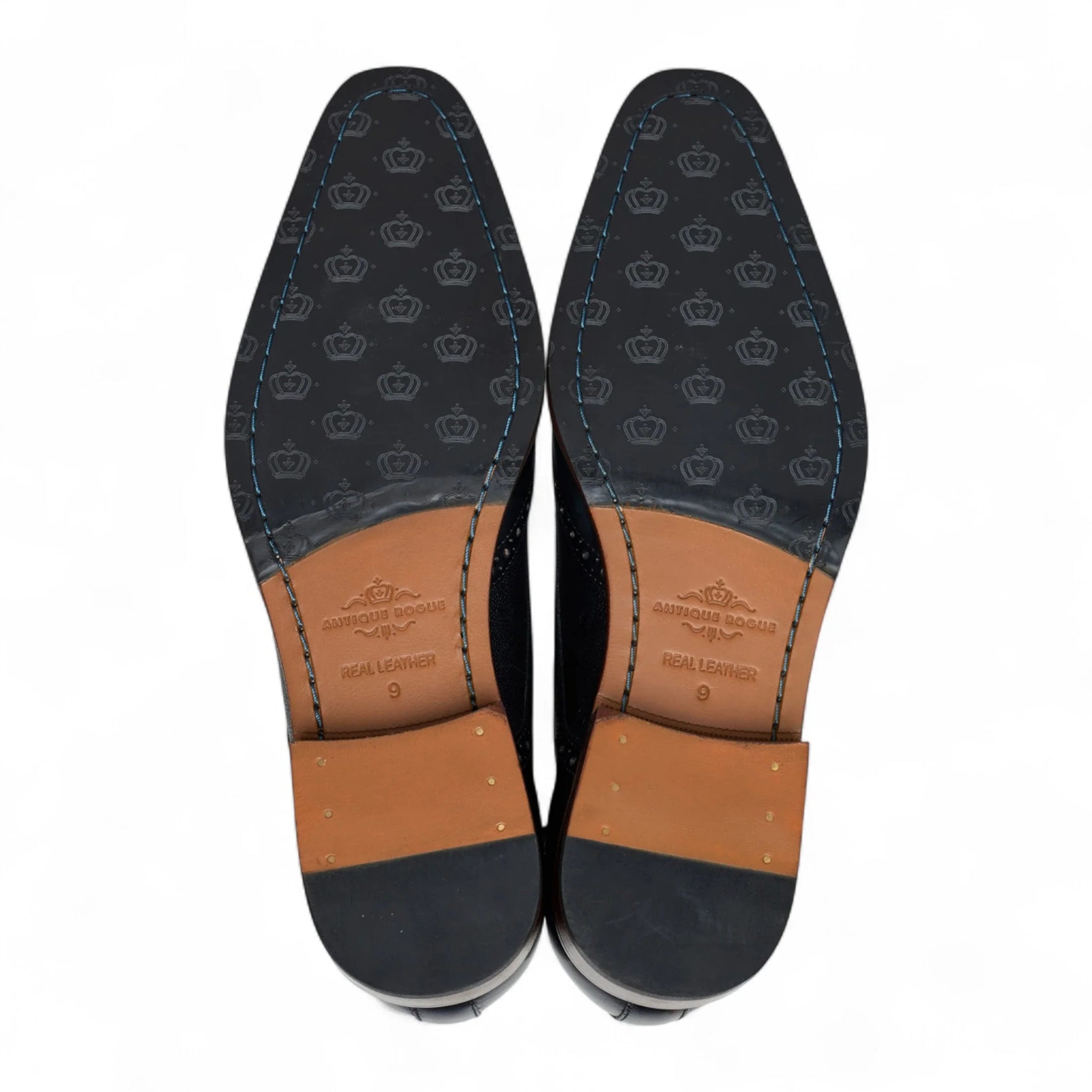 Chaussures brogues classiques à lacets en cuir noir pour hommes