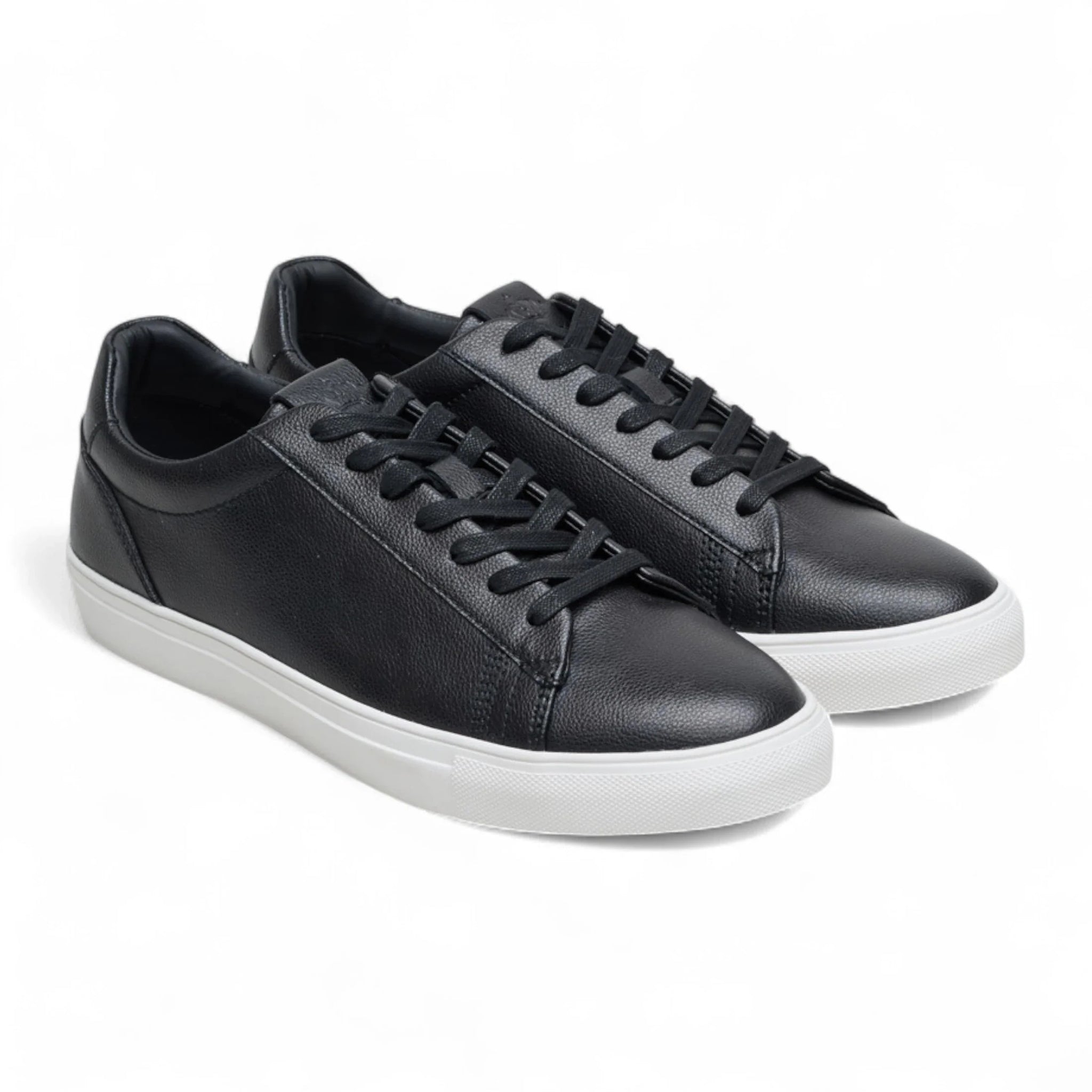 Baskets décontractées à lacets en cuir noir pour homme