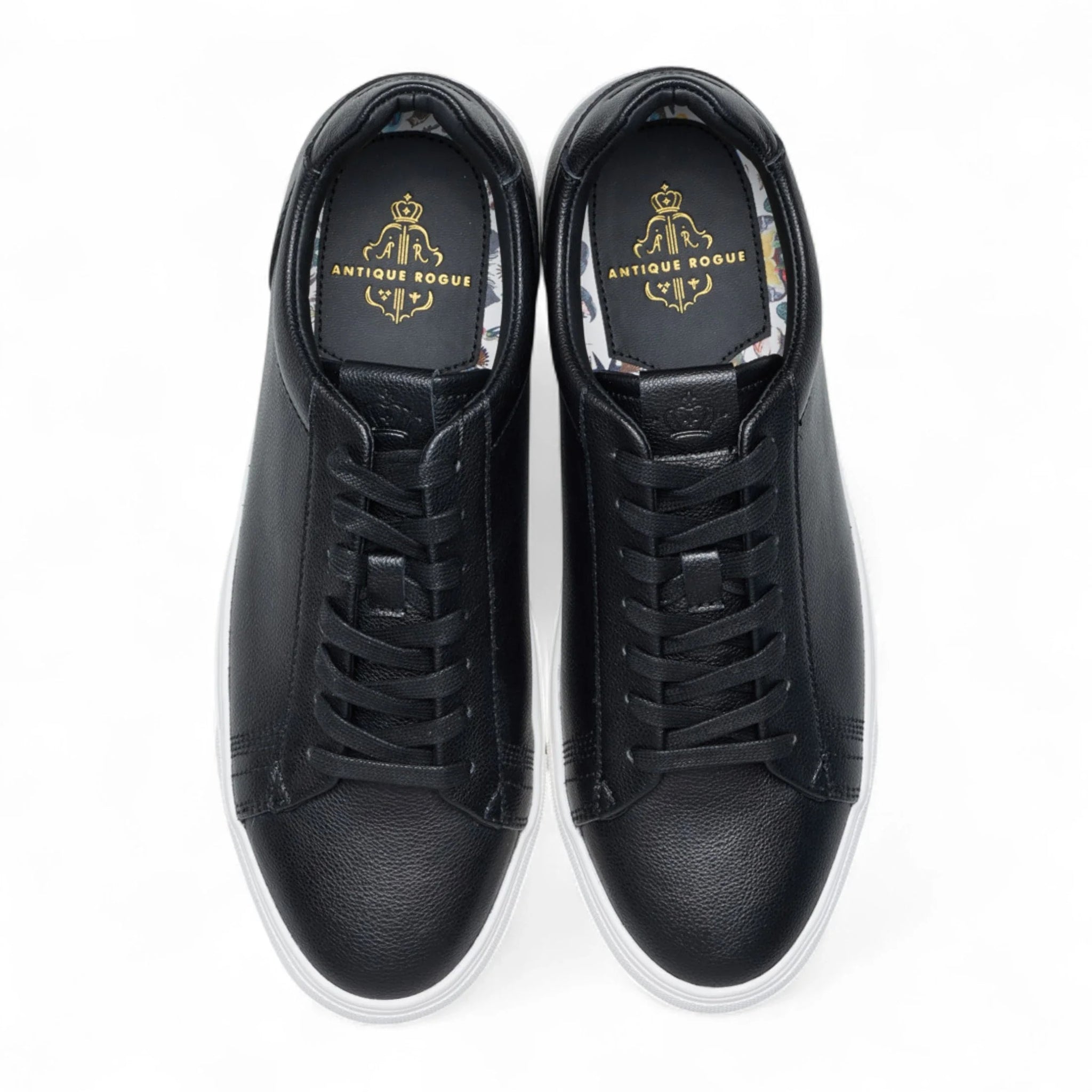 Baskets décontractées à lacets en cuir noir pour homme