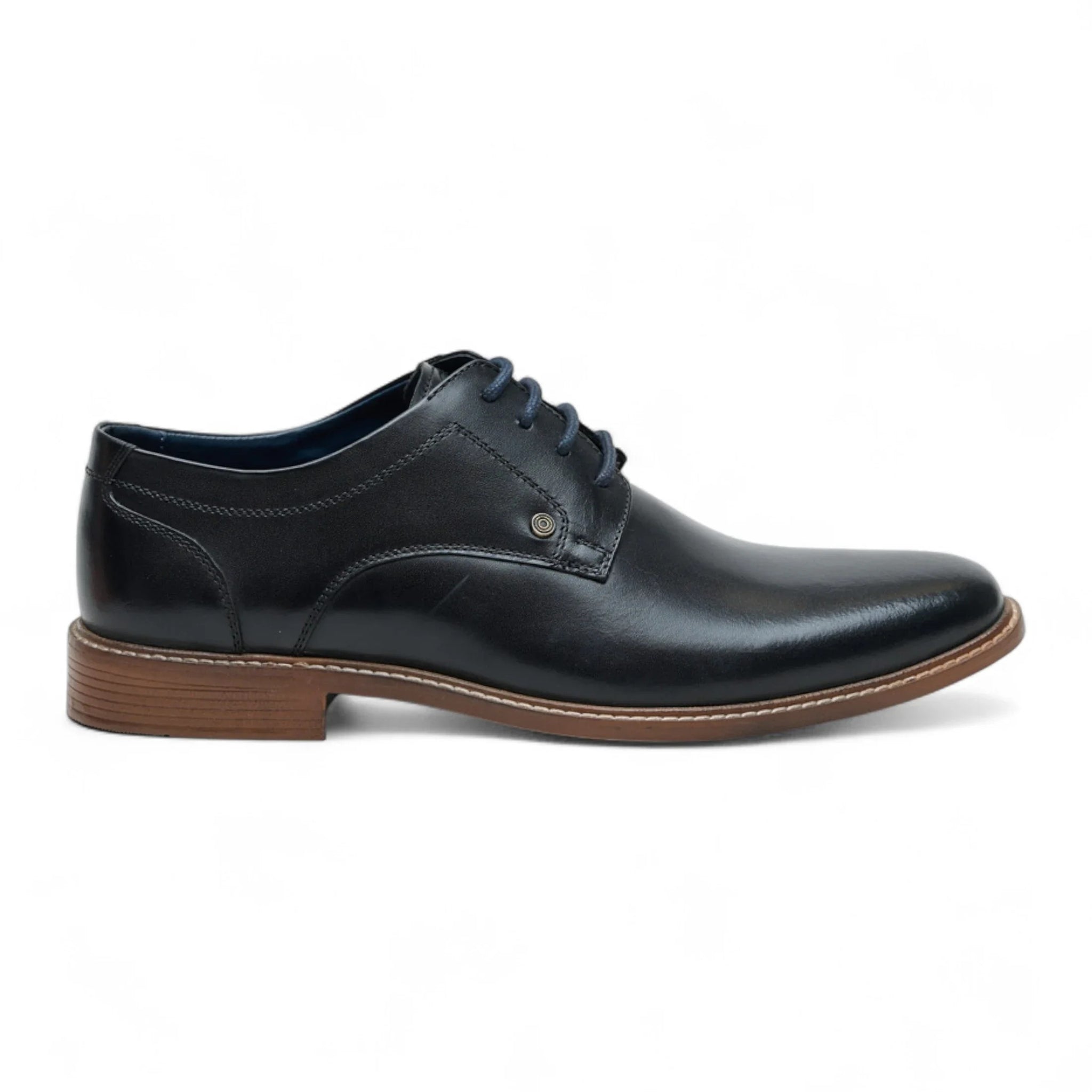 Chaussures Derby habillées pour hommes en cuir noir poli, unies