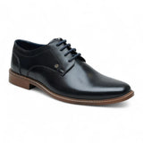 Chaussures Derby habillées pour hommes en cuir noir poli, unies