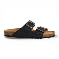 Sandales pantoufles pour hommes en cuir noir avec semelle intérieure amovible